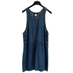 Vintage Truly Yours Denim Jumper Dress – Y2K 2000s Blue Cotton Size 10‎
